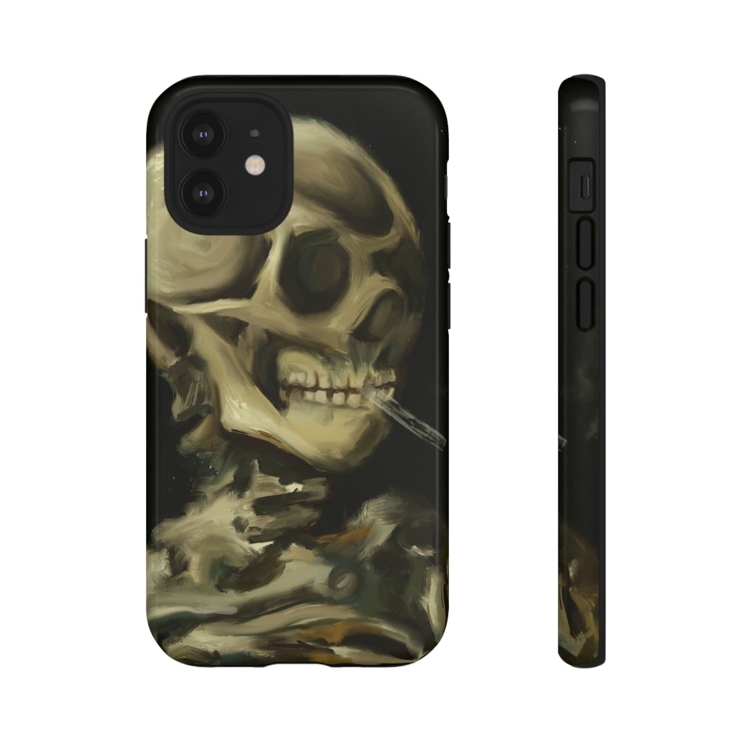 Skull Phone Case - Tough Cases, Macabre Style, Unique Accessories, Perfect for Halloween, Gothic Decor, Edgy Gift Idea | Van Gogh Reimagined, Abstract Twist on  Van Gogh's Skeleton with Burning Cigarette