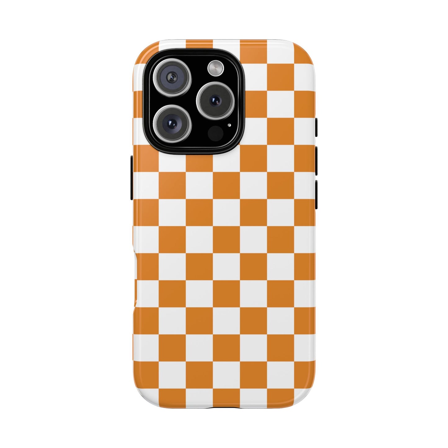 Orange Checkerboard Phone Case, Stylish Tough Cases for Protection, Gift for Friends, Trendy Cell Phone Accessories, Statement Tech Gear