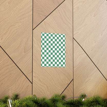 Green Checkerboard Matte Vertical Posters | Home Decor, Wall Art, Living Room Accent, Patterned Prints, Gift for Art Lovers