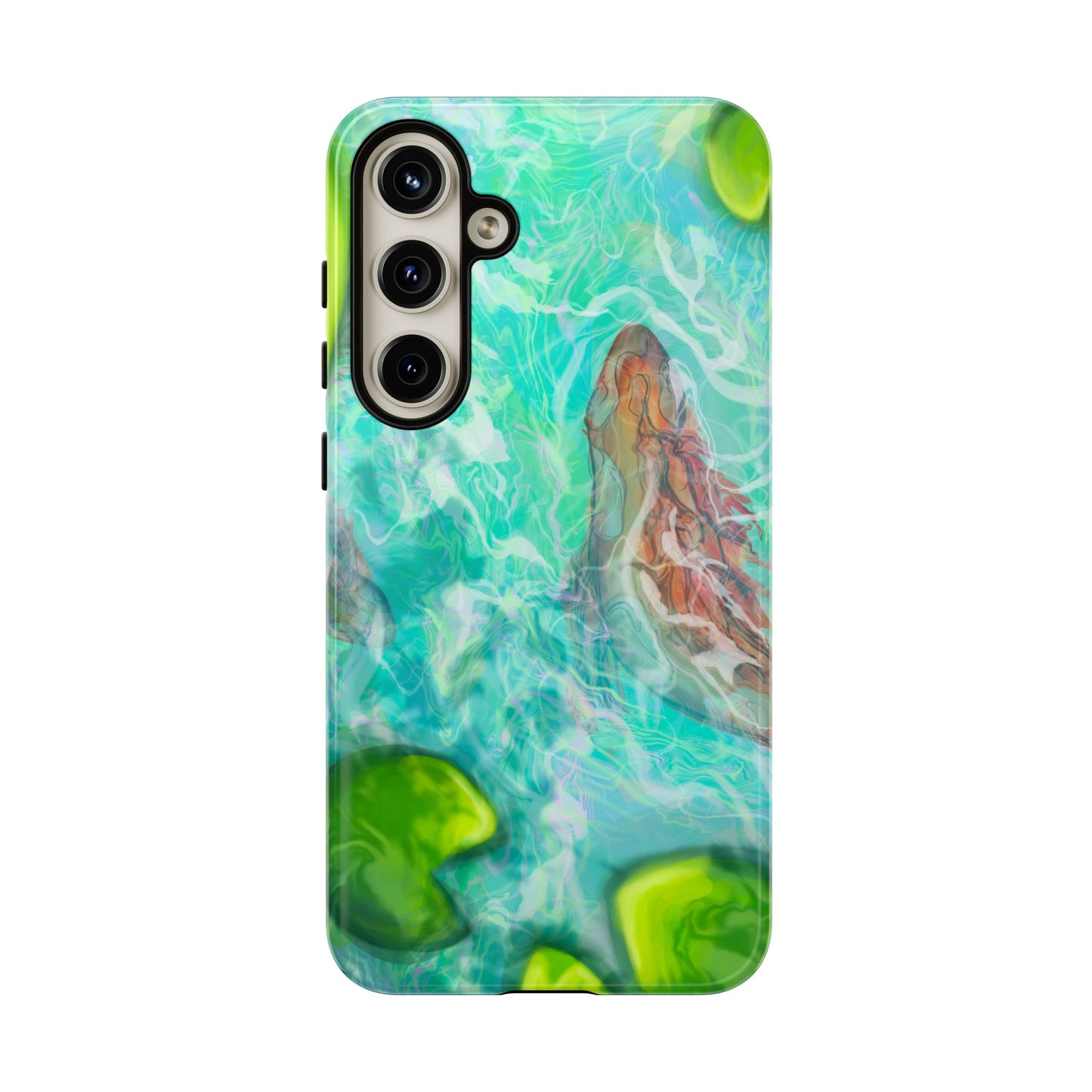 Watercolor Phone Case, Nature Lover Gift, Tough Phone Cover, Phone Accessory, Unique Design for Spring/Summer, Lily Pad, Fish Pond
