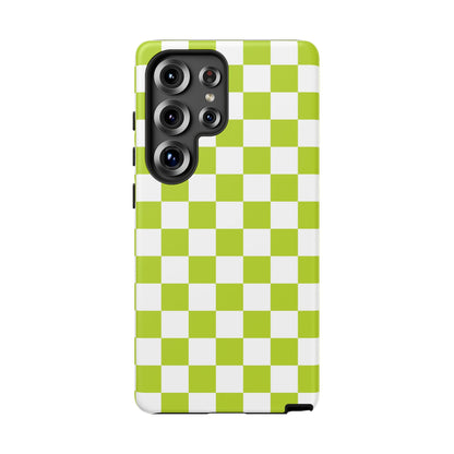 Lively Checker Pattern Phone Case | Tough Cases, Green Checkered Design, Unique Cell Phone Cover, Trendy Accessory, Gift Idea