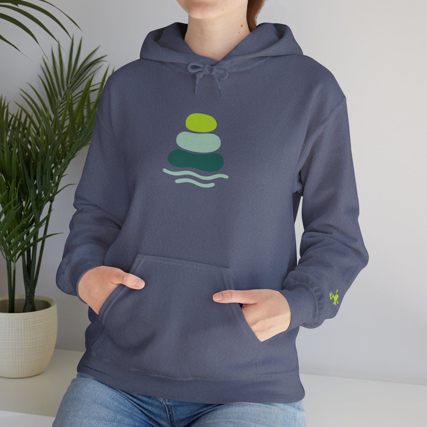 Serene Stacked Stones Hoodie, Unisex Sweatshirt for Mindfulness, Cozy Layer for Relaxation, Gift for Yoga Lovers, Perfect for Meditation