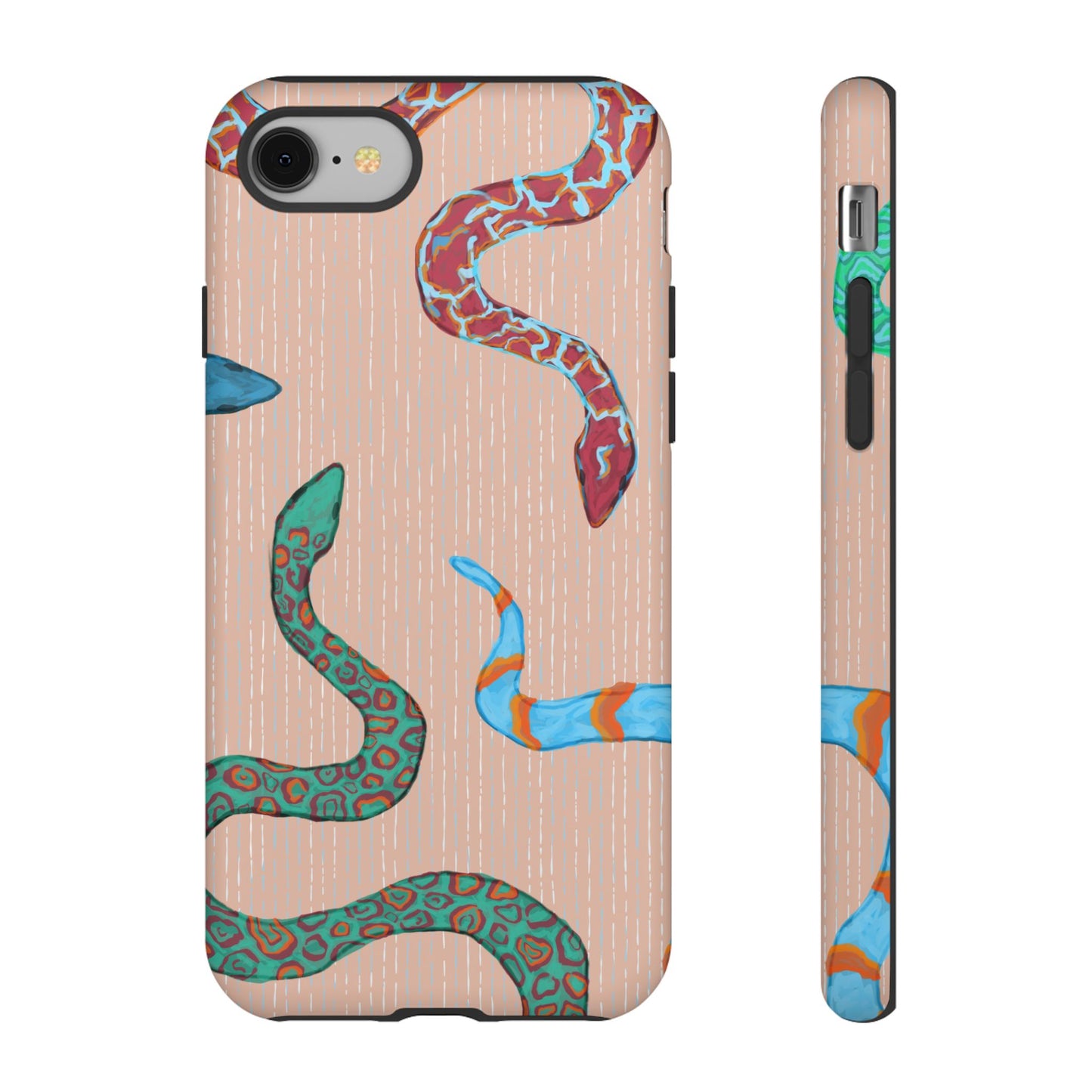 Colorful Snake Phone Case, Tough Phone Case, Unique Phone Cover, Animal Print Case, Gifts for Her, Trendy Accessories