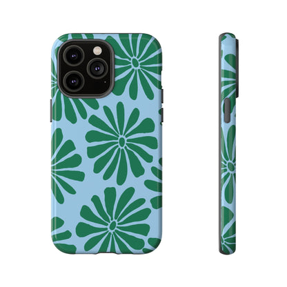 Stylish iPhone Case, Floral Phone Cover, Tough Phone Cases, Green Daisy Design, Unique Gift for Her, Spring Accessories
