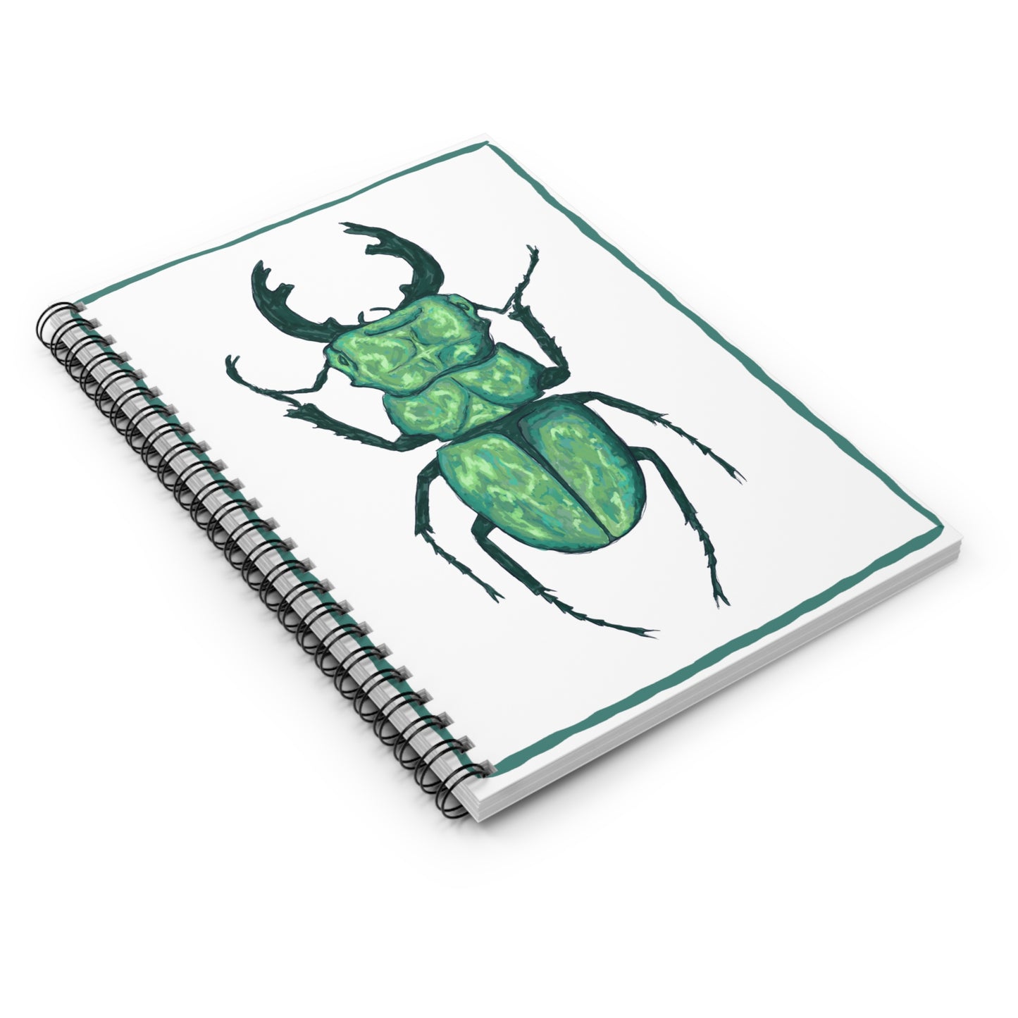Green Beetle Spiral Notebook - Perfect for Nature Lovers, Journaling, and Eco-Friendly Gifts, School Supplies, Insect Enthusiasts