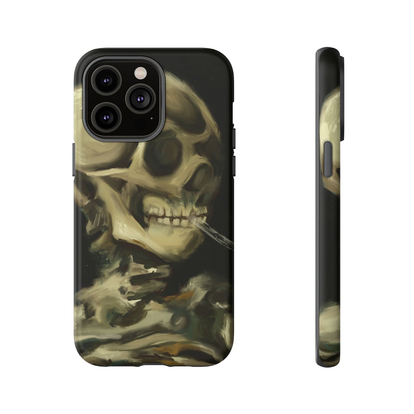 Skull Phone Case - Tough Cases, Macabre Style, Unique Accessories, Perfect for Halloween, Gothic Decor, Edgy Gift Idea | Van Gogh Reimagined, Abstract Twist on  Van Gogh's Skeleton with Burning Cigarette