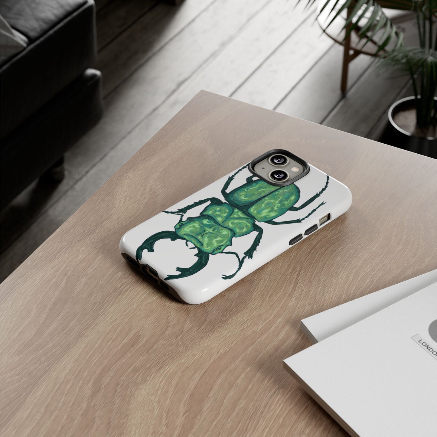 Green Beetle Phone Case - Tough Cases, Insect Lover Gift, Nature Lover Accessory, Unique Phone Cover, Eco-Friendly Design