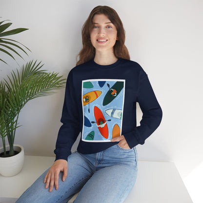 Colorful Kayak Print Crewneck Sweatshirt, Cozy Unisex Pullover, Perfect for Outdoor Lovers, Kayaking Gift, Summer Vibes, Artsy Crewneck, Comfy Pullover, Funky, Quirky Art