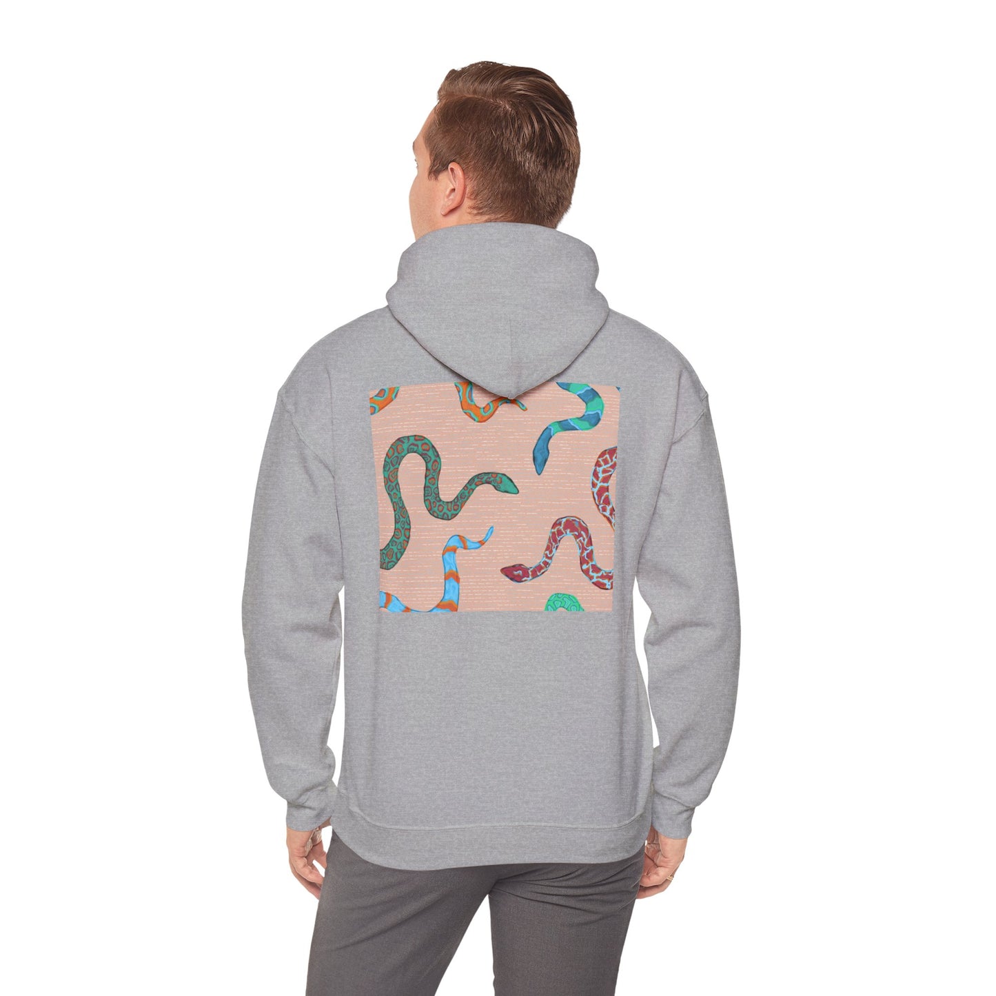 Vibrant Unisex Hoodie with Zen Frog and Snake Design, Cool Gift for Nature Lovers, Casual Wear for All Occasions, Gift for Her, Cool Hoodies