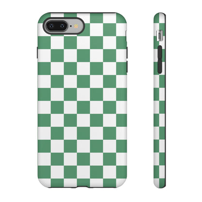 Stylish Phone Case - Green Checker Print, Trendy Phone Cover, Unique Gift, Modern Accessories, Eco-Friendly Case