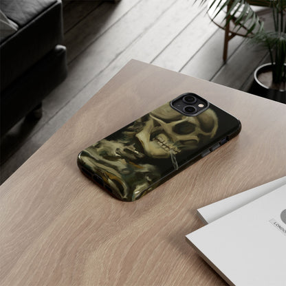 Skull Phone Case - Tough Cases, Macabre Style, Unique Accessories, Perfect for Halloween, Gothic Decor, Edgy Gift Idea | Van Gogh Reimagined, Abstract Twist on  Van Gogh's Skeleton with Burning Cigarette