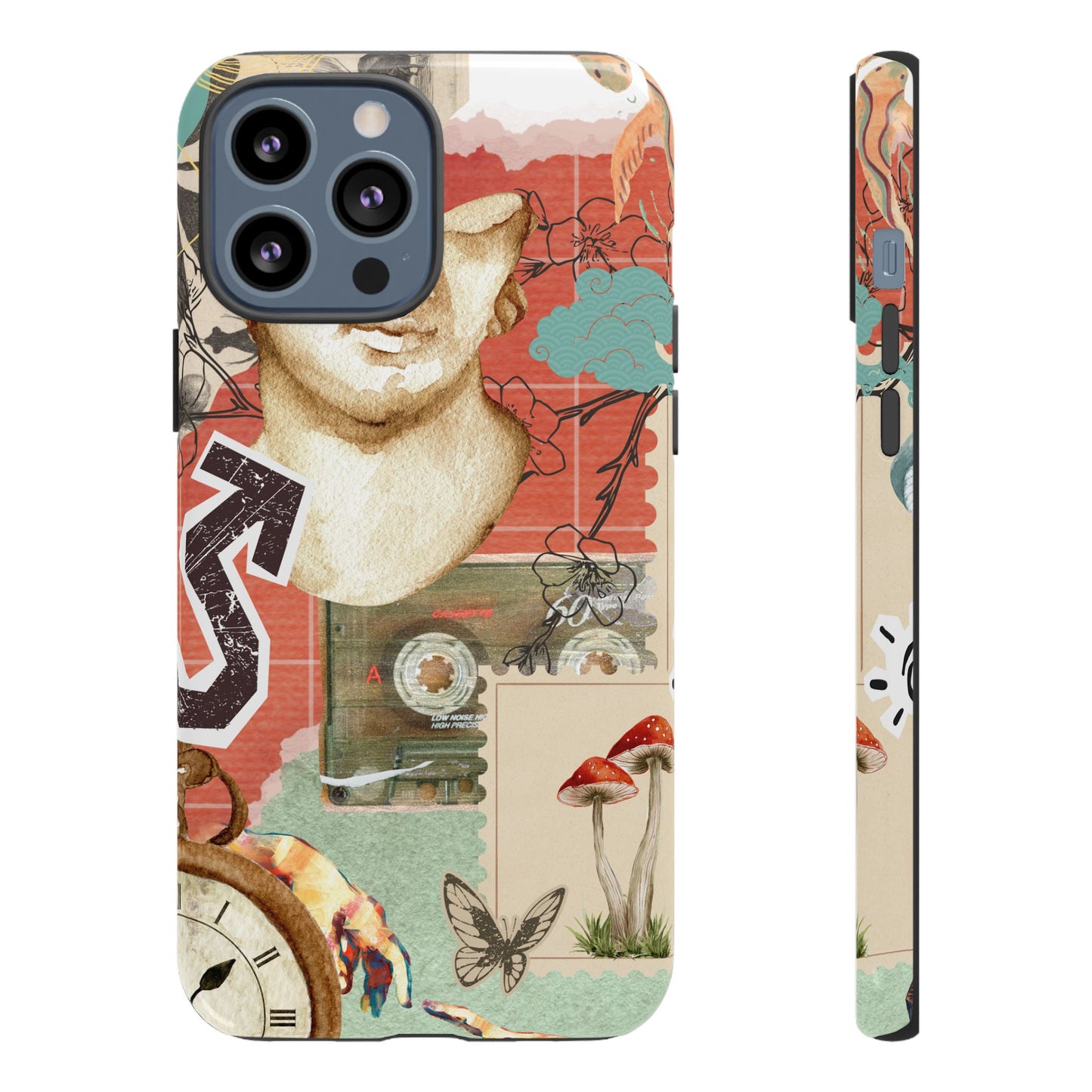 Artistic iPhone Case, Tough Cases with Vintage Design, Unique Phone Cover, Gift for Art Lovers, Protective Case for All Occasions, Vintage Collage Art
