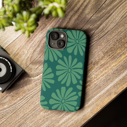 Stylish iPhone Case, Floral Phone Cover, Tough Phone Cases, Green Daisy Design, Unique Gift for Her, Spring Accessories