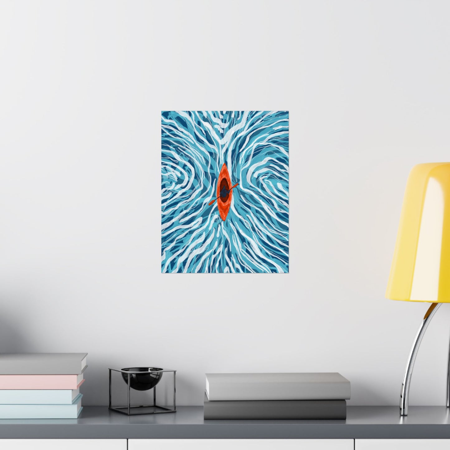 Vibrant Kayaking Poster Print, Adventure Wall Art, Calm Waters Decor, Gift for Outdoor Lovers, Home Office Accent