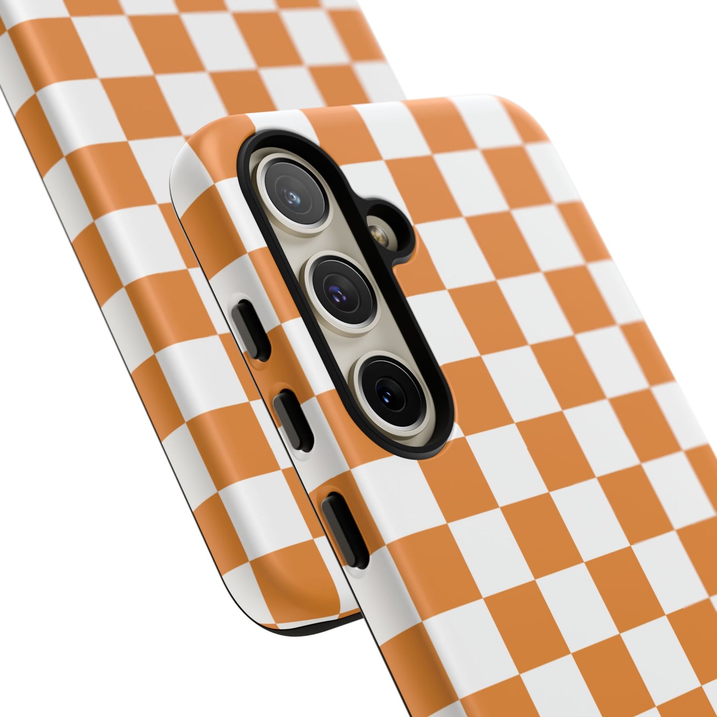 Orange Checkerboard Phone Case, Stylish Tough Cases for Protection, Gift for Friends, Trendy Cell Phone Accessories, Statement Tech Gear
