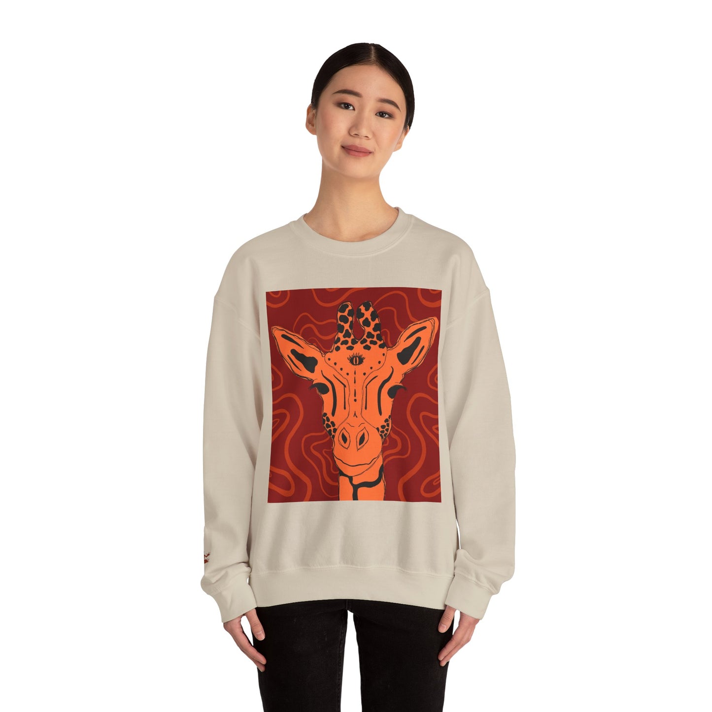 Giraffe Art Crewneck Sweatshirt, Cozy Giraffe Sweatshirt, Animal Lover Gift, Unique Sweatshirt for Friends, Cute Animal Apparel