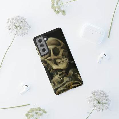 Skull Phone Case - Tough Cases, Macabre Style, Unique Accessories, Perfect for Halloween, Gothic Decor, Edgy Gift Idea | Van Gogh Reimagined, Abstract Twist on  Van Gogh's Skeleton with Burning Cigarette