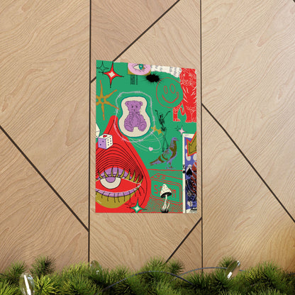 Vibrant Matte Vertical Posters, Retro Wall Art, Playful Home Decor, Unique Gift for Art Lovers, Perfect for Parties and Celebrations