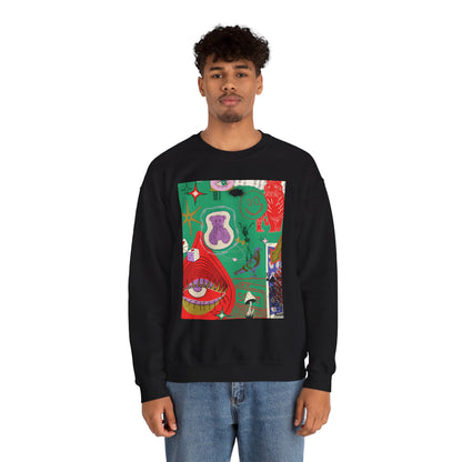 Vibrant Artwork Crewneck Sweatshirt - Cozy Unisex Gift, Trendy Streetwear, Spring Fashion, Unique Graphic Tee, Art-Inspired Apparel