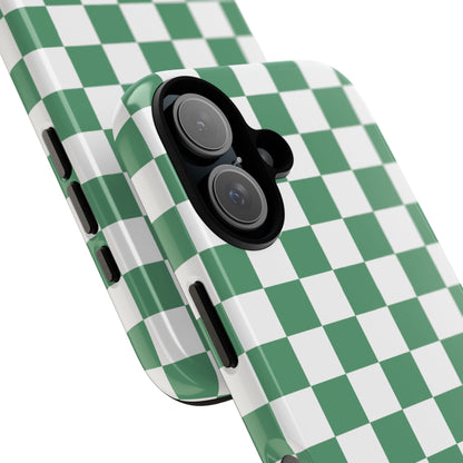 Stylish Phone Case - Green Checker Print, Trendy Phone Cover, Unique Gift, Modern Accessories, Eco-Friendly Case