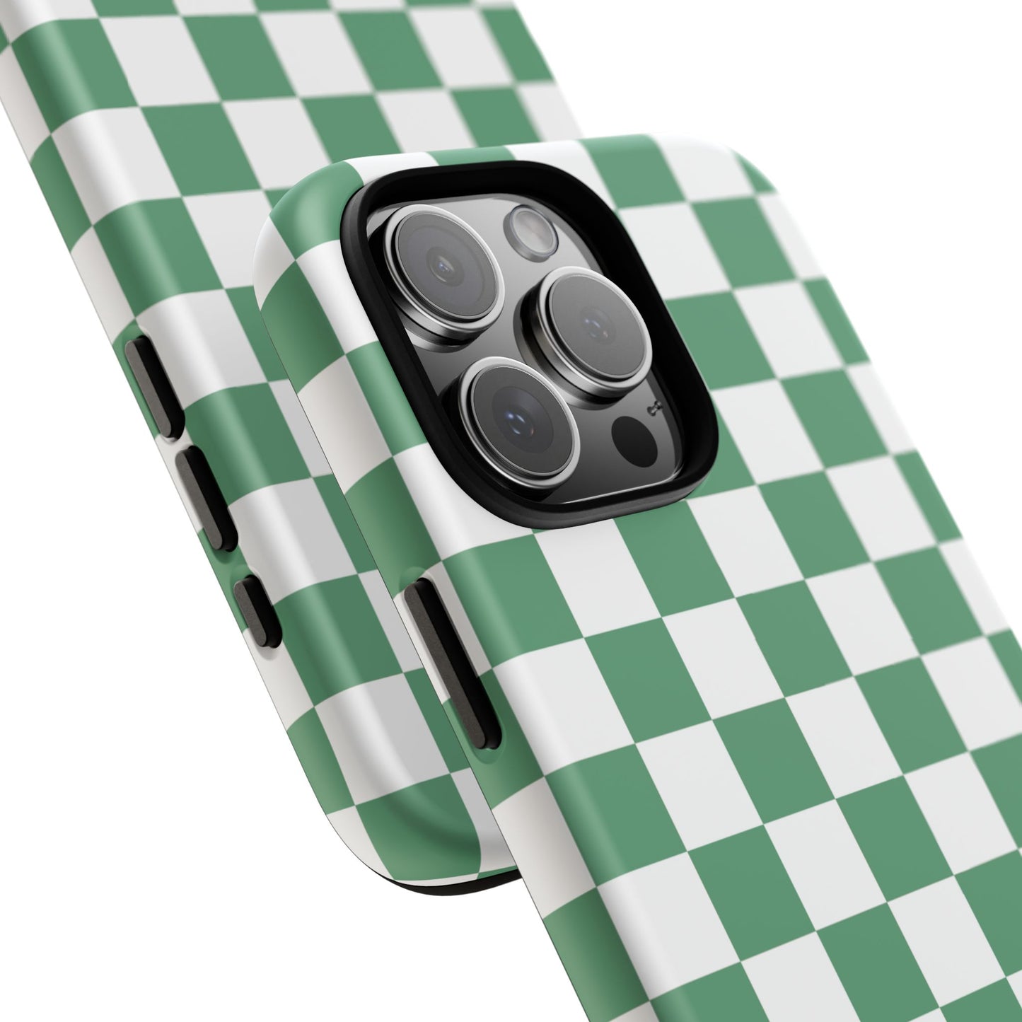 Stylish Phone Case - Green Checker Print, Trendy Phone Cover, Unique Gift, Modern Accessories, Eco-Friendly Case