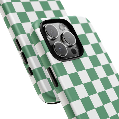 Stylish Phone Case - Green Checker Print, Trendy Phone Cover, Unique Gift, Modern Accessories, Eco-Friendly Case