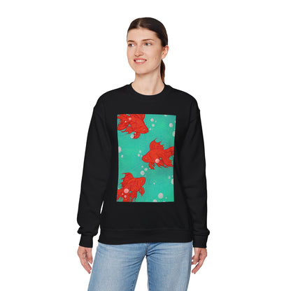 Colorful Fish Graphic Crewneck Sweatshirt, Cozy Unisex Sweater, Fun Graphic Top, Ideal Gift for Fish Lovers, Casual Everyday Wear, Comfy Goldfish Crewneck