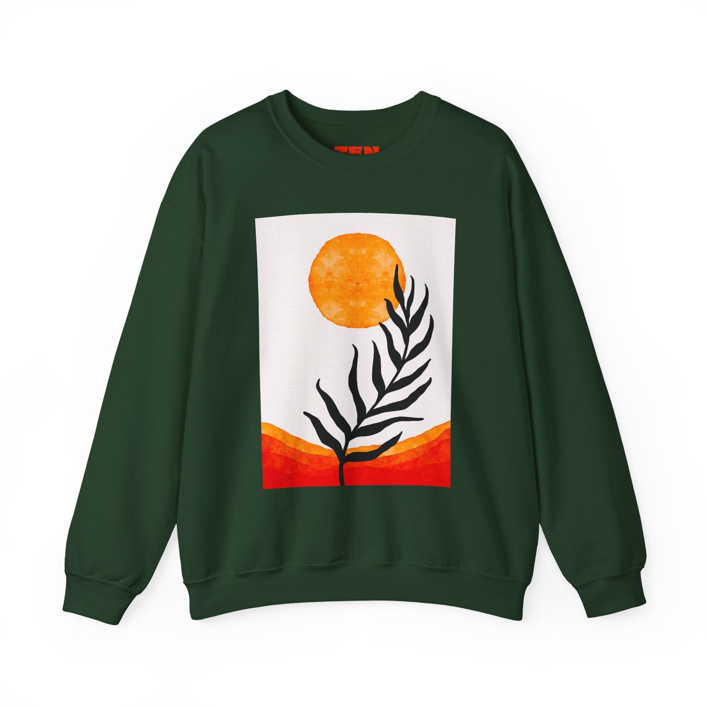 Bohemian Sun & Leaf Crewneck Sweatshirt, Cozy Unisex Sweatshirt, Nature-Inspired Apparel, Fall Fashion, Gift for Nature Lovers