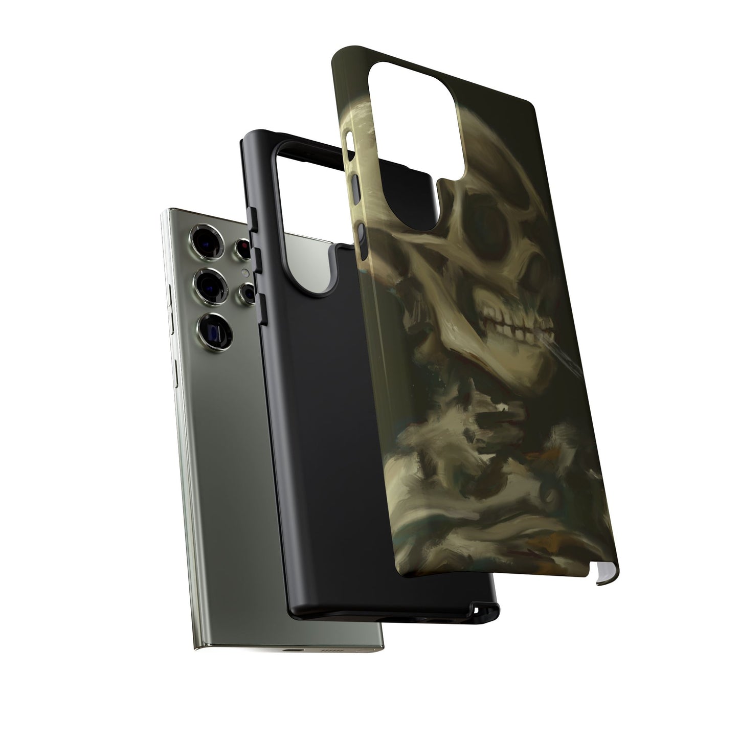 Skull Phone Case - Tough Cases, Macabre Style, Unique Accessories, Perfect for Halloween, Gothic Decor, Edgy Gift Idea | Van Gogh Reimagined, Abstract Twist on  Van Gogh's Skeleton with Burning Cigarette
