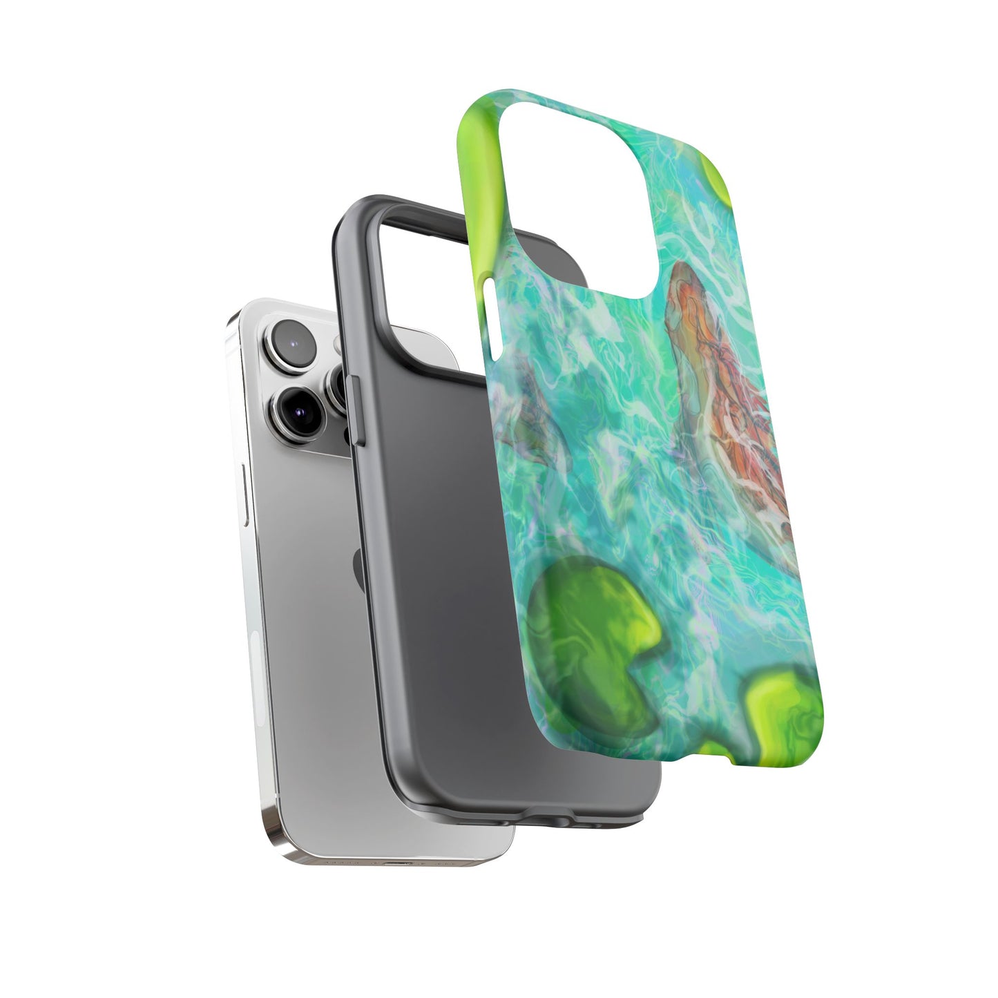 Watercolor Phone Case, Nature Lover Gift, Tough Phone Cover, Phone Accessory, Unique Design for Spring/Summer, Lily Pad, Fish Pond