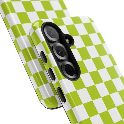 Lively Checker Pattern Phone Case | Tough Cases, Green Checkered Design, Unique Cell Phone Cover, Trendy Accessory, Gift Idea