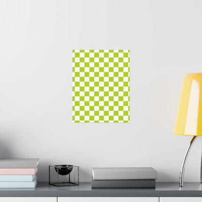 Green Checkerboard Wall Art Prints, Modern Home Decor, Minimalist Room Styling, Artistic Gifts for Any Occasion, Chic Decorative Posters
