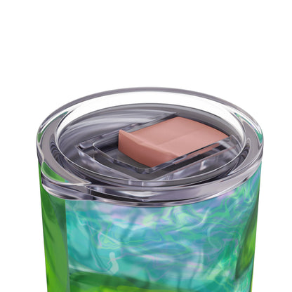 Skinny Tumbler with Abstract Water Design, Eco-Friendly Drinkware, Cool Gift for Her, Summer Vibes, Home & Office Decor, Lily Pads, Fish Pond