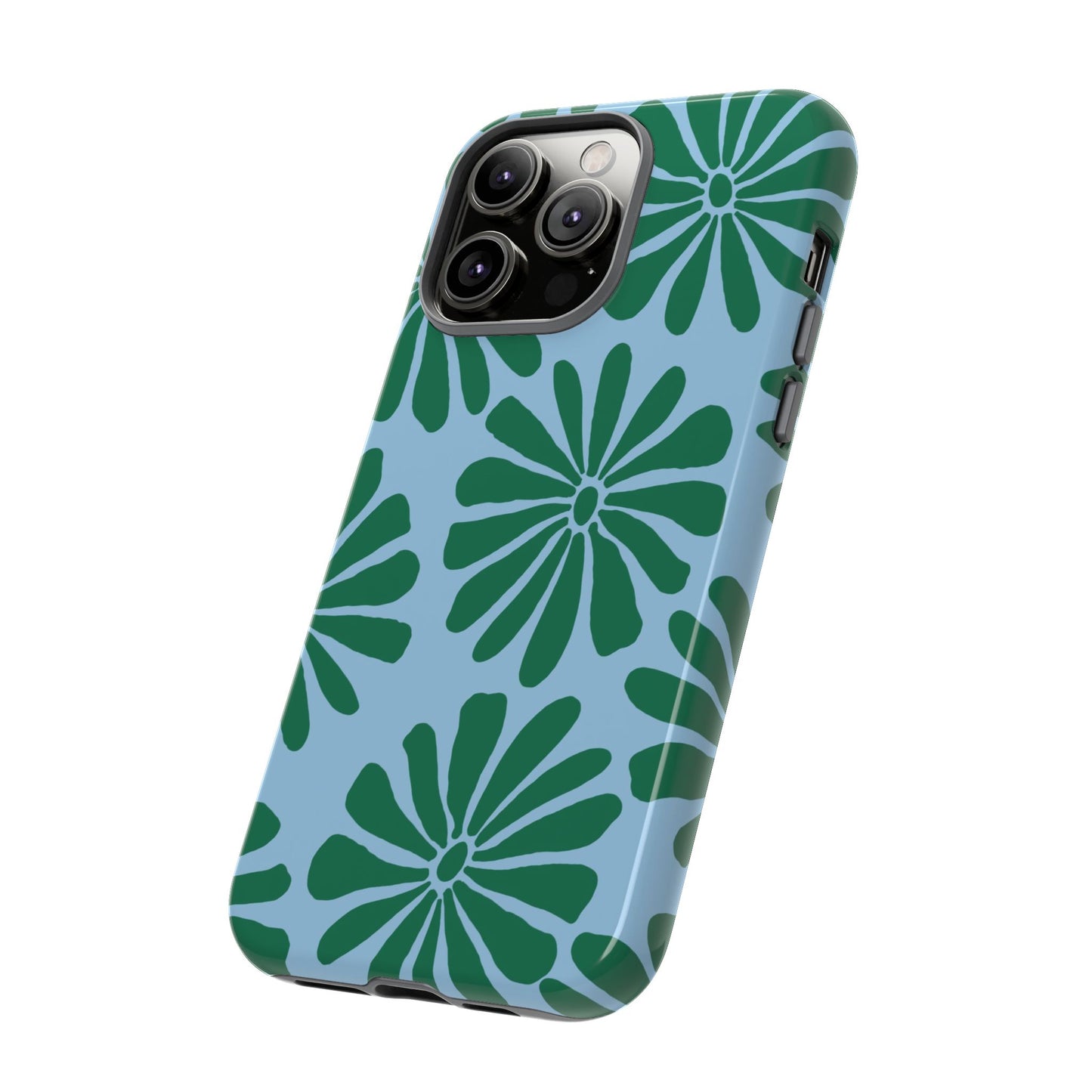 Stylish iPhone Case, Floral Phone Cover, Tough Phone Cases, Green Daisy Design, Unique Gift for Her, Spring Accessories