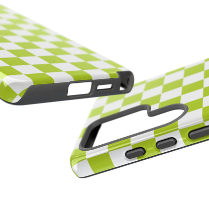 Lively Checker Pattern Phone Case | Tough Cases, Green Checkered Design, Unique Cell Phone Cover, Trendy Accessory, Gift Idea