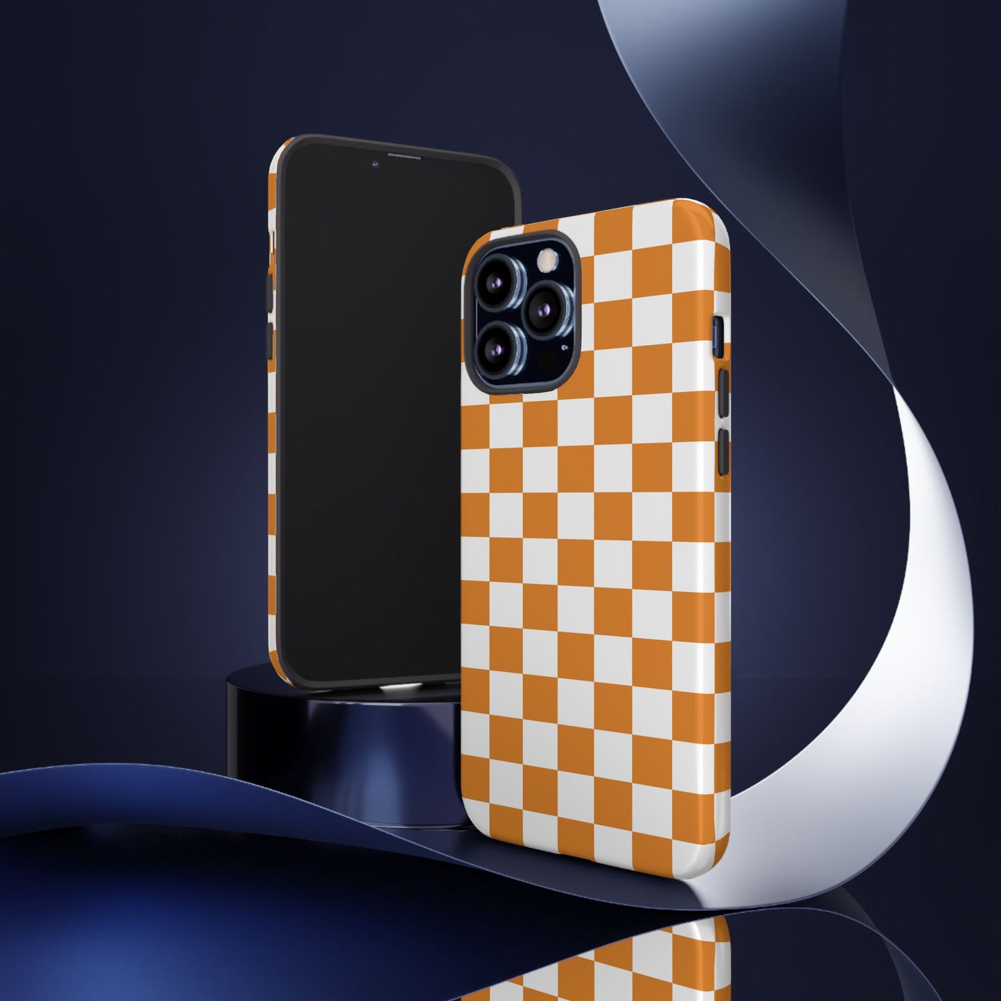 Orange Checkerboard Phone Case, Stylish Tough Cases for Protection, Gift for Friends, Trendy Cell Phone Accessories, Statement Tech Gear