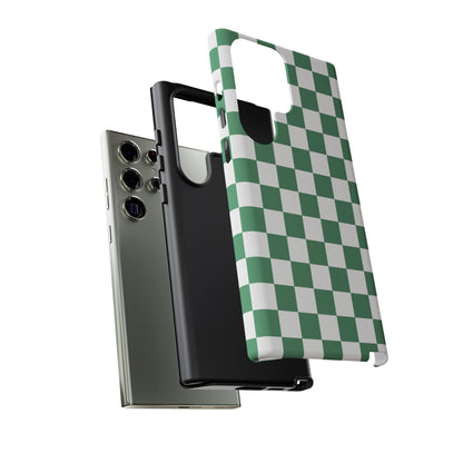 Stylish Phone Case - Green Checker Print, Trendy Phone Cover, Unique Gift, Modern Accessories, Eco-Friendly Case