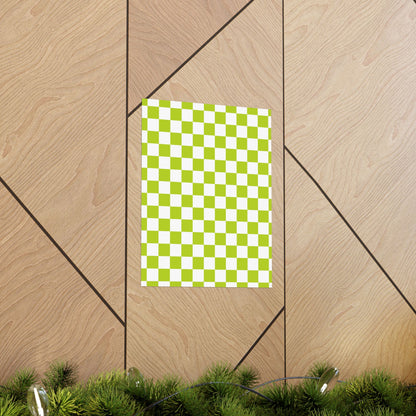 Green Checkerboard Wall Art Prints, Modern Home Decor, Minimalist Room Styling, Artistic Gifts for Any Occasion, Chic Decorative Posters