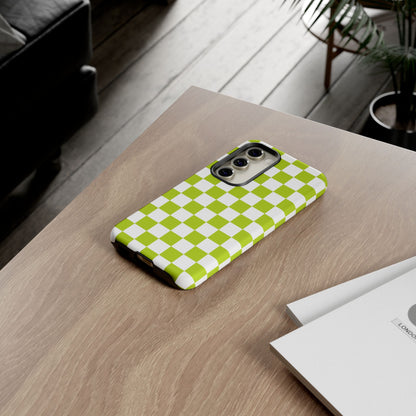 Lively Checker Pattern Phone Case | Tough Cases, Green Checkered Design, Unique Cell Phone Cover, Trendy Accessory, Gift Idea