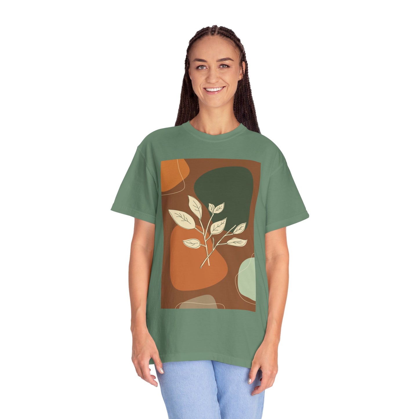 Boho Leafy T-Shirt, Unisex Short Sleeve Tee, Casual Wear, Earthy Aesthetic, Gifts for Nature Lovers, Comfortable Everyday Style