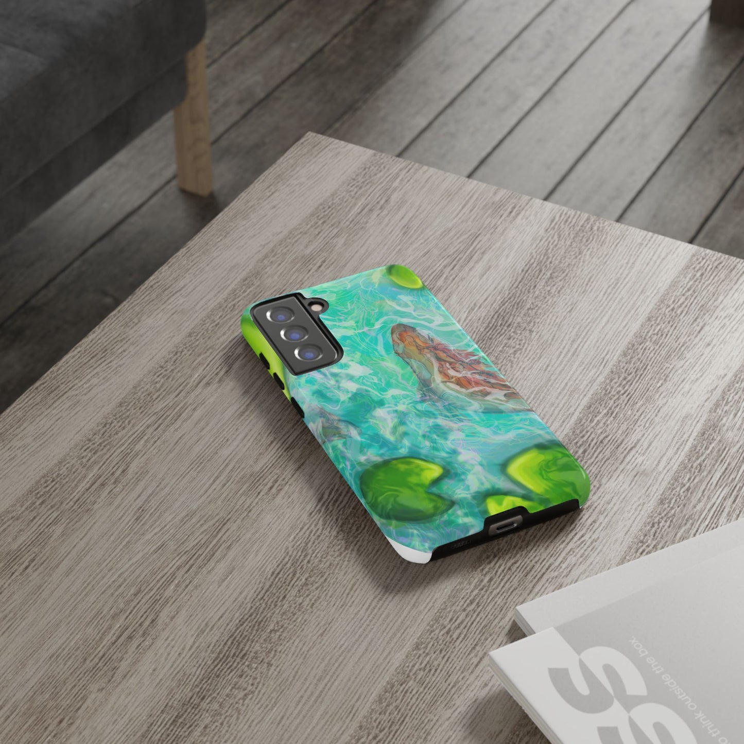 Watercolor Phone Case, Nature Lover Gift, Tough Phone Cover, Phone Accessory, Unique Design for Spring/Summer, Lily Pad, Fish Pond