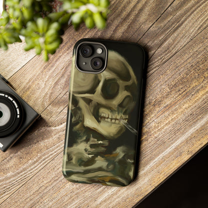 Skull Phone Case - Tough Cases, Macabre Style, Unique Accessories, Perfect for Halloween, Gothic Decor, Edgy Gift Idea | Van Gogh Reimagined, Abstract Twist on  Van Gogh's Skeleton with Burning Cigarette