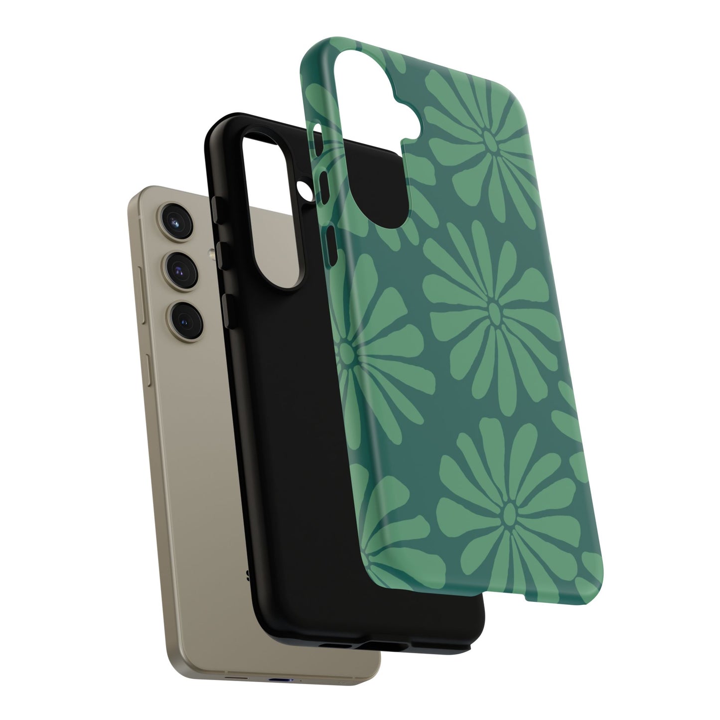 Stylish iPhone Case, Floral Phone Cover, Tough Phone Cases, Green Daisy Design, Unique Gift for Her, Spring Accessories