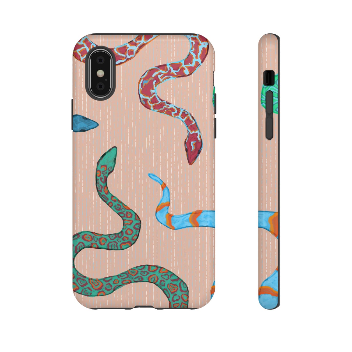 Colorful Snake Phone Case, Tough Phone Case, Unique Phone Cover, Animal Print Case, Gifts for Her, Trendy Accessories
