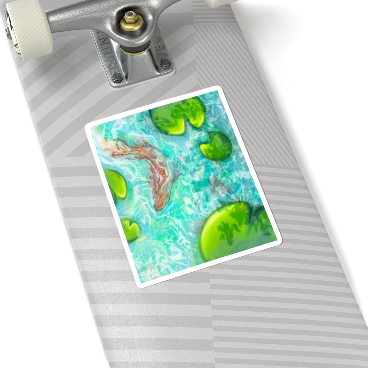 Tranquil Koi Pond Kiss-Cut Stickers | Water Lily Aesthetic Decor, Vibrant Laptop Art, Nature Lovers Gifts, Home Office Style