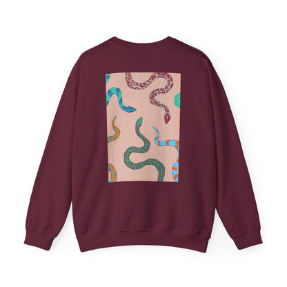 Funky Snake Unisex Crewneck Sweatshirt, Cozy Apparel, Unique Gift, Snake Art, Relaxed Style, Perfect for Casual Outings