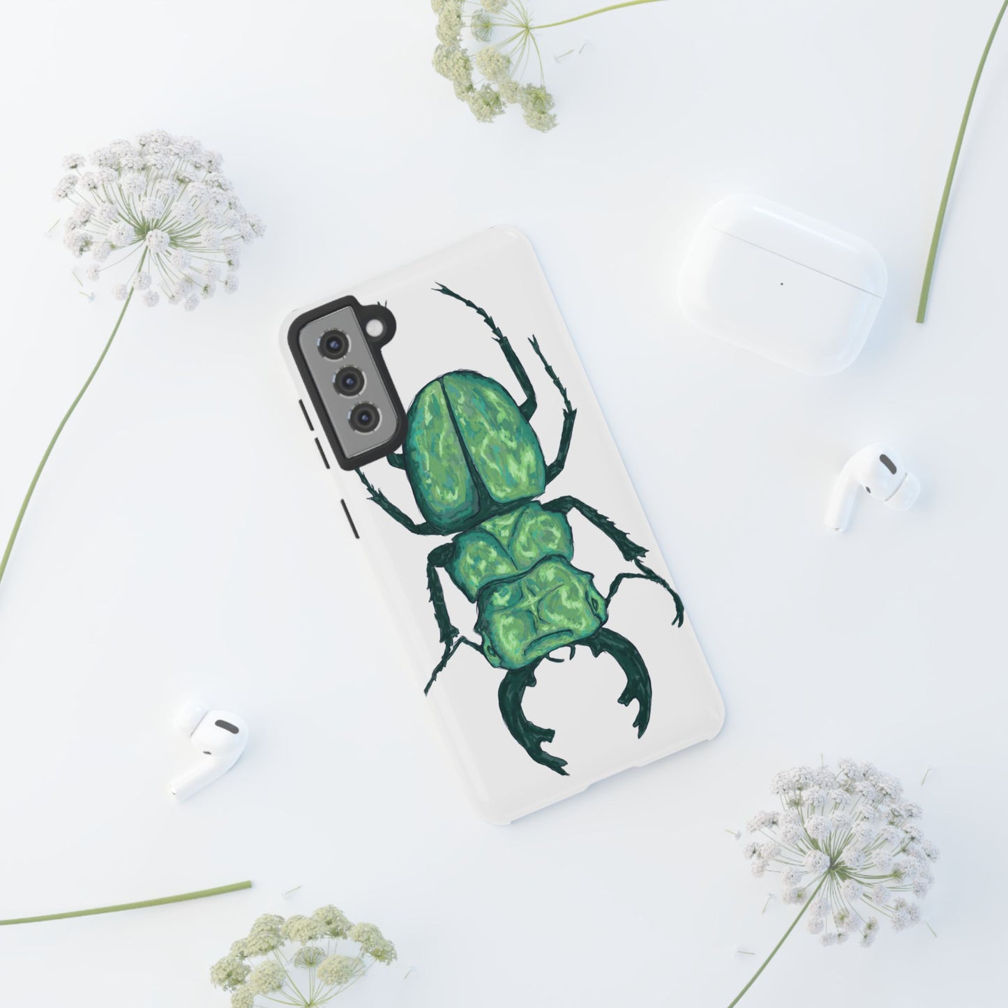 Green Beetle Phone Case - Tough Cases, Insect Lover Gift, Nature Lover Accessory, Unique Phone Cover, Eco-Friendly Design