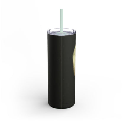Gothic Skull Tumbler, 20oz | Unique Matte Travel Cup | Halloween Decor | Day of the Dead | Edgy Gifts for Skull Lovers, Reusable Drinkware | Van Gogh's Skeleton with Burning Cigarette Reimagined, Abstract Modern Twist Art
