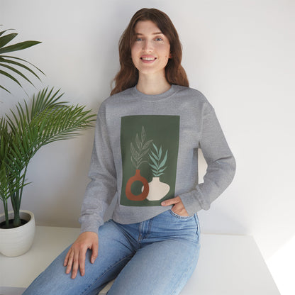 Botanical Minimalist Crewneck Sweatshirt, Cozy Unisex Pullover, Nature-Inspired Gift, Fall Fashion, Comfortable Layering Piece