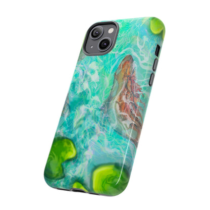 Watercolor Phone Case, Nature Lover Gift, Tough Phone Cover, Phone Accessory, Unique Design for Spring/Summer, Lily Pad, Fish Pond